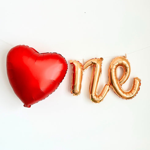 Valentine 1st Birthday ONE Letter and Heart Balloon Banner | Custom Colors