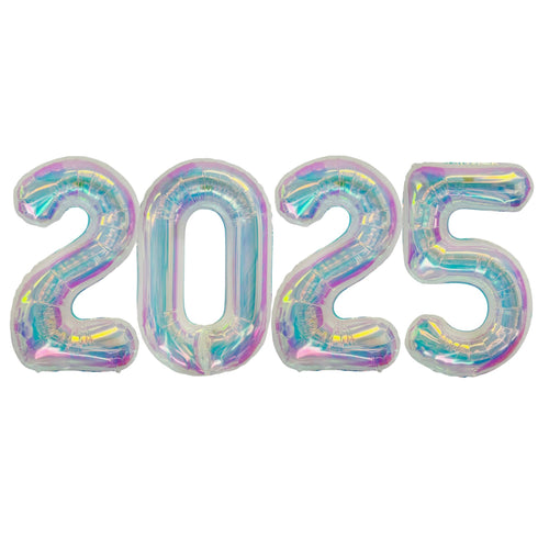 Iridescent Number 2025 Balloons | 34 Inch | Air Fill Only