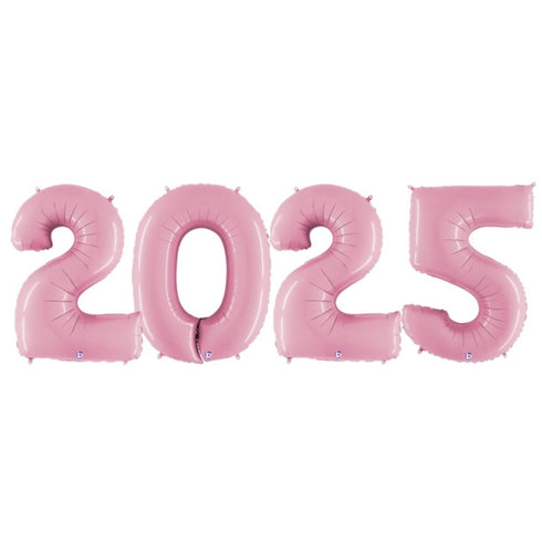 Pastel Pale Pink 2025 Number Balloons | 14, 26, 40 Inch Sizes