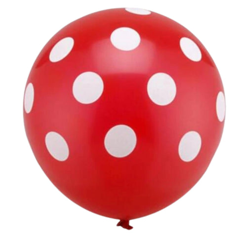 Red Polka Dot Qualatex Round Balloons | 36 INCH