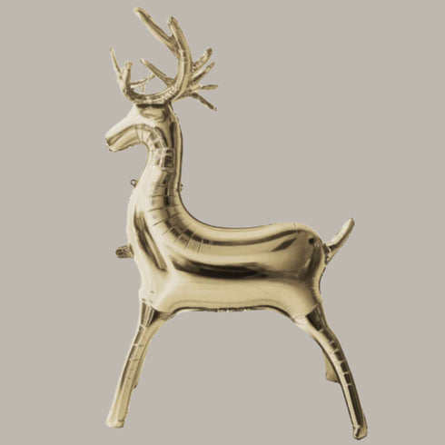 Matte Gold 3D Reindeer Balloons | 34 or 20 Inch | Air Fill Only
