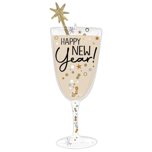 Happy New Year Champagne Glass Balloons | 40 Inch
