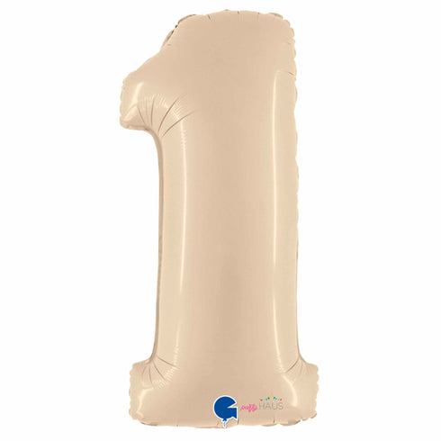 Satin Cream Number 1 Foil Balloons | 26 Inch