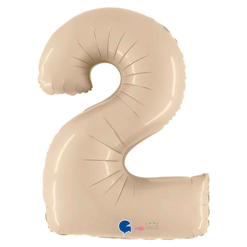 Satin Cream Number 2 Foil Balloons | 26 INCH