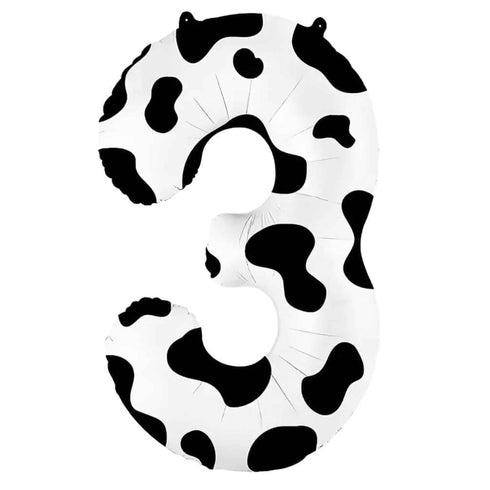 Number 2 Balloons | Black and White Cow Print | 36 INCH