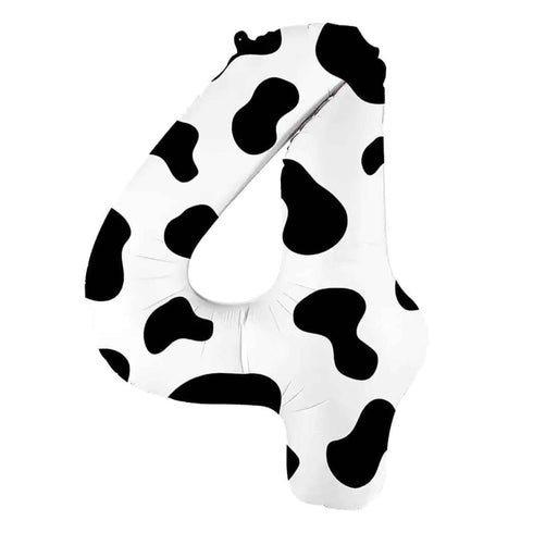 Number 5 Balloons | Black and White Cow Print | 36 INCH