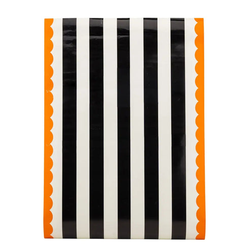 Black, White & Orange Stripe Paper Party Table Runners | Halloween Party | 16 x 120 Inch