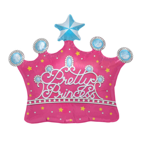 Pink Pretty Princess Glitter Crown Balloons | 25 INCH