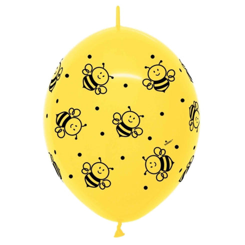 Yellow and Black Bumble Bee Latex LINK-O-LOON® Balloons | 12 INCH | Sempertex