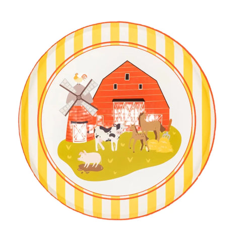 Red Barnyard Party Paper Plates | Package 8