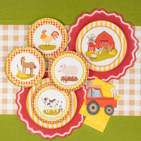 Red Barnyard Party Paper Plates | Package 8