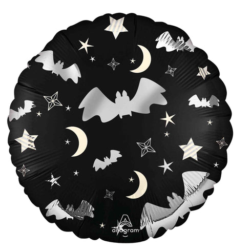 Black and Silver Bat Balloons | Happy Halloween | 18 INCH