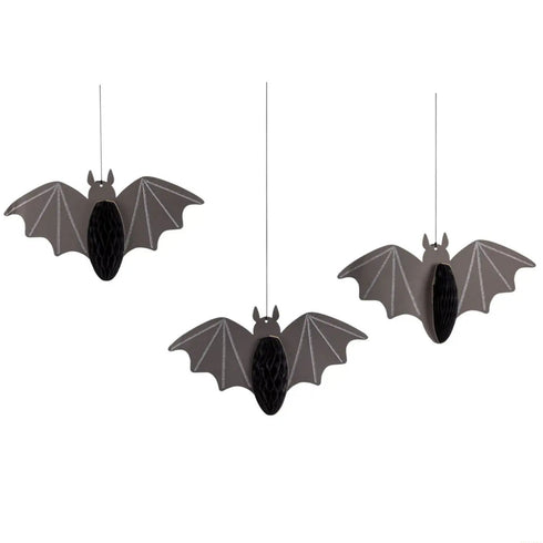 Black Bat Paper Honeycomb Hanging Garland | Set 3