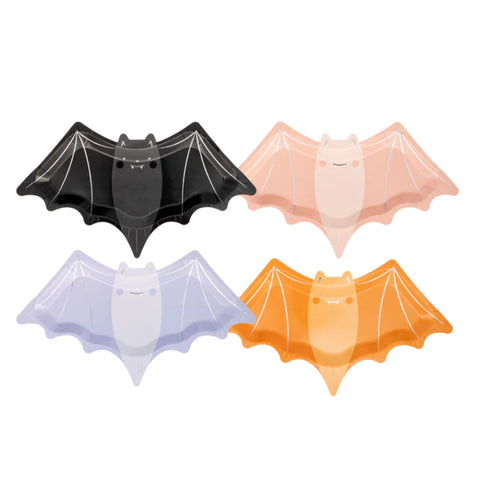 Colorful Bat Paper Party Plates | Halloween | Set 8