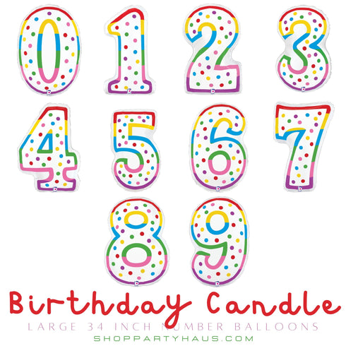40 INCH | Birthday Cake Candle Design Number Balloons