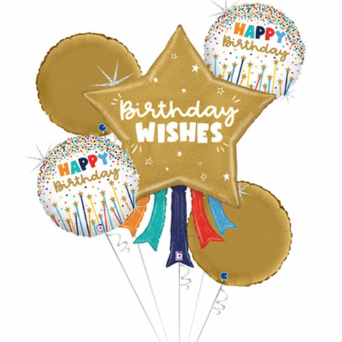 Birthday Stars and Sparklers Balloon Bouquets | Set of 5