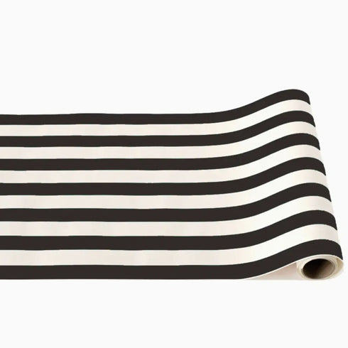 Cabana Stripe Black and White Paper Party Table Runners | 19.5 x 150 Inch | Made in USA