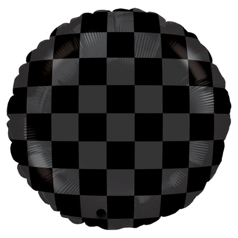 Black Checkered Foil Balloons | 18 INCH Round