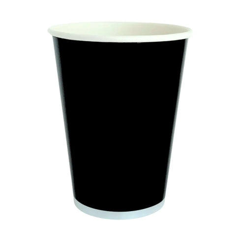 Black Noir Paper Beverage Cups | 12 Oz | Package 8