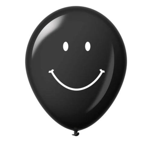 Black Smiley Face Latex Balloons | 11 INCH | Package 6