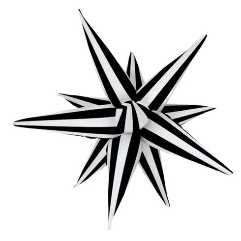 Black & White Striped Starburst Foil Balloon | 40 Inch | Air Fill Only