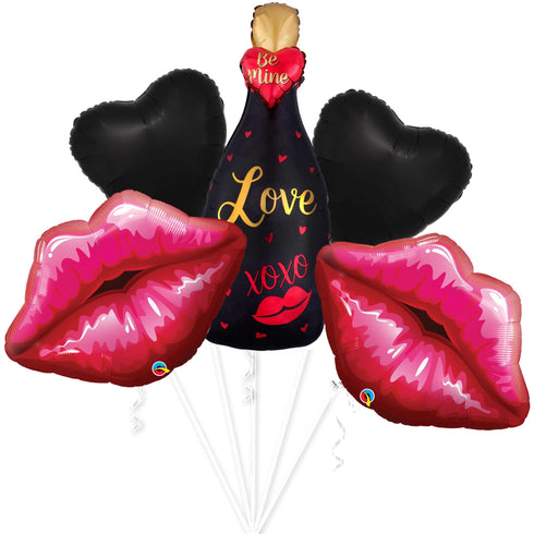Champagne Kisses Balloon Bouquets | Valentine's Day | Set of 5