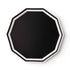 Black White Stripe Decagon Paper Plates | 10.75 Inch | Package 8