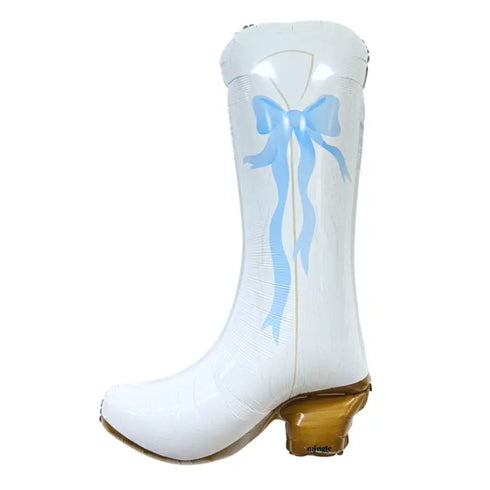 Blue Bow Coquette Cowgirl Boot Foil Balloons | 30 INCH