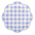 Blue Gingham Scalloped Paper Plates | 9 Inch | Package 8