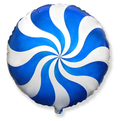 Blue Candy Swirls Foil Balloons | 18 INCH