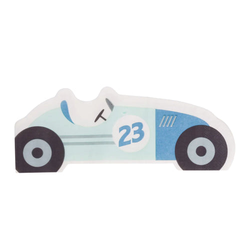 Vintage Race Car Party Paper Napkins | Set 24 Yellow Blue and Red