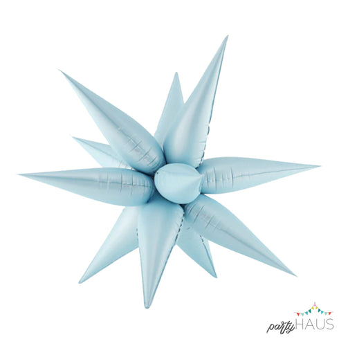 Satin Pastel Blue Starburst Foil Balloon | 27 Inch and 40 Inch | Air Fill Only