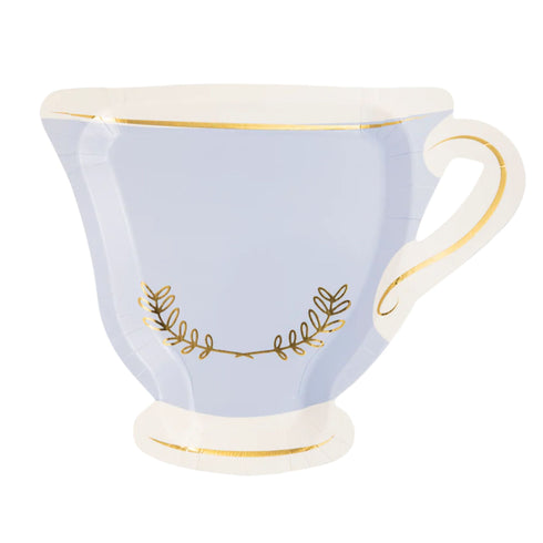 Tea Cup Shaped Paper Plates | Mix Pink, Blue & Green | Set 12