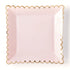 Square Blush Pink Scalloped Paper Plates | Gold Trim | 9 Inch | Package 8