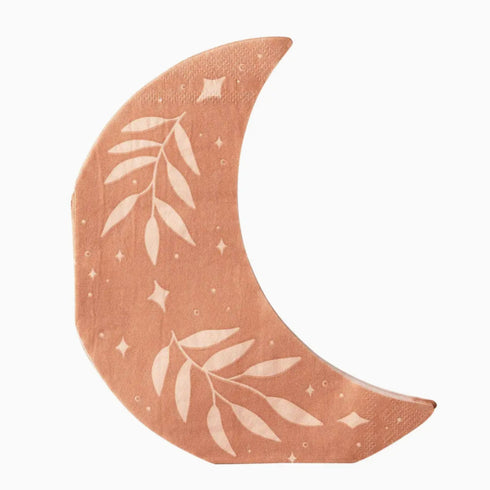 Boho Crescent Shape Moon Paper Napkins | Package 24 | Terra Cotta & Autumn Leaves