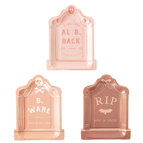 Terra Cotta Tombstone Shape Paper Plates | Package 9 | Boho Halloween Theme