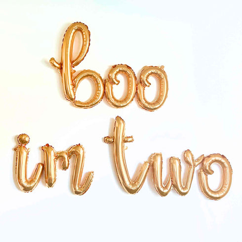 Boo I'm Two Script Balloon Letter Banner | Gold | Silver | Rose Gold