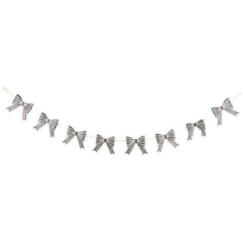 Black Striped Bows Paper Garland Banner | 3D