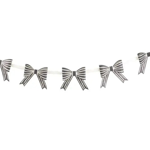 Black Striped Bows Paper Garland Banner | 3D