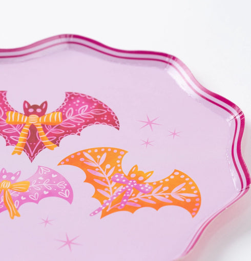 Bats & Bows Paper Dessert Plates | Halloween Party Supplies | Set 8
