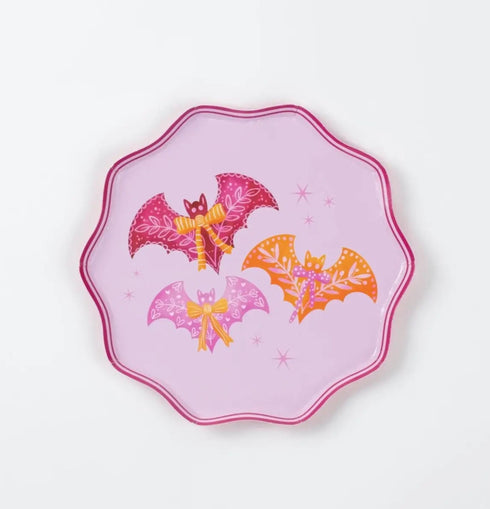 Bats & Bows Paper Dessert Plates | Halloween Party Supplies | Set 8