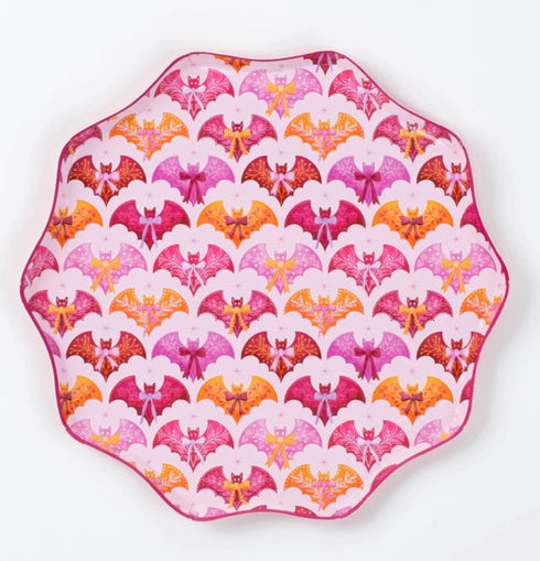Bats & Bows Paper Dinner Plates | Halloween Party Supplies | Set 8