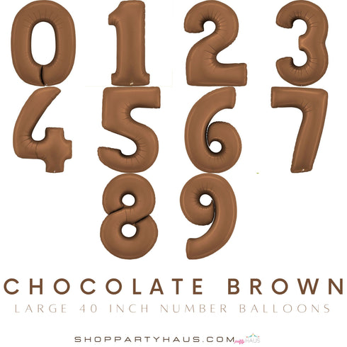 Number Balloons | Chocolate Brown | Foil Mylar | 40 INCH
