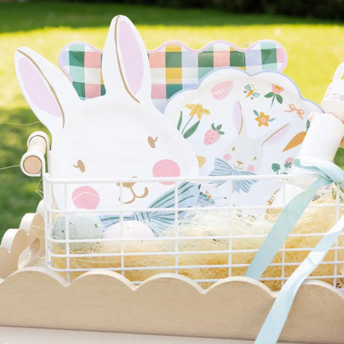 Blue Bow Bunny Paper Party Plates | Package 8