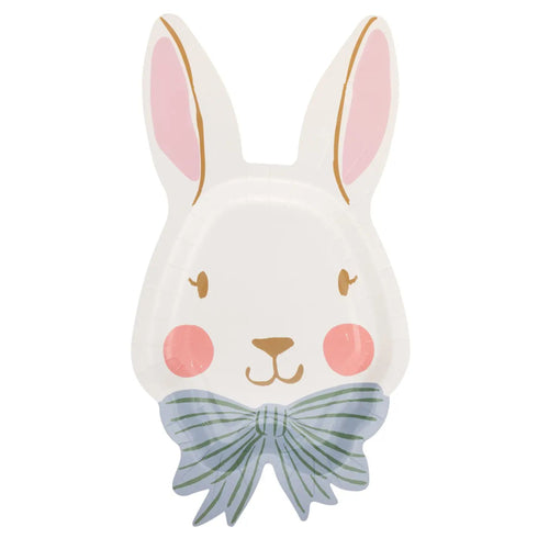 Blue Bow Bunny Paper Party Plates | Package 8