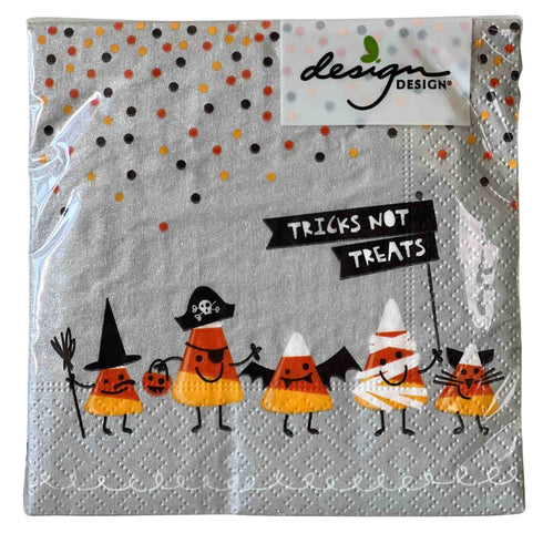 Tricks not Treats Candy Corn Parade | Halloween Paper Beverage Napkins | Set 20