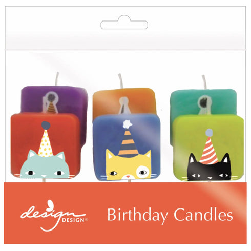 Colorful Kitty Cat Head Birthday Candles | Set of 6