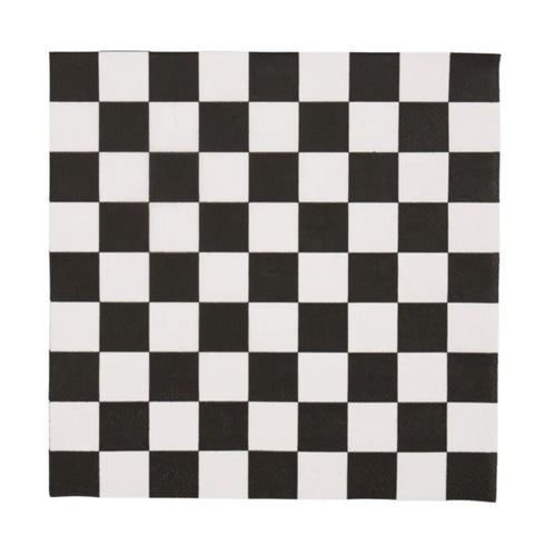 Black and White Checkered Paper Party Napkins | Package 20