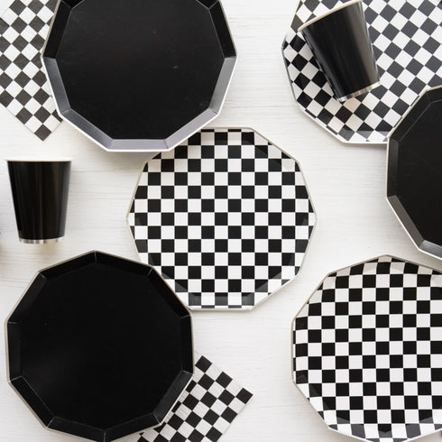 Black and White Checkered Paper Party Napkins | Package 20