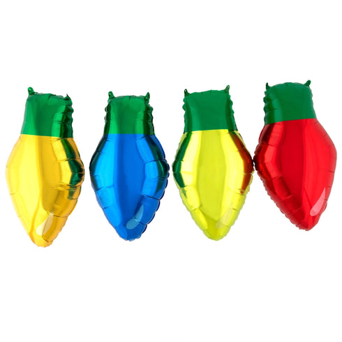 Christmas Light Bulb Foil Balloon Banners | Red, Green, Blue, Yellow | 22 Inch